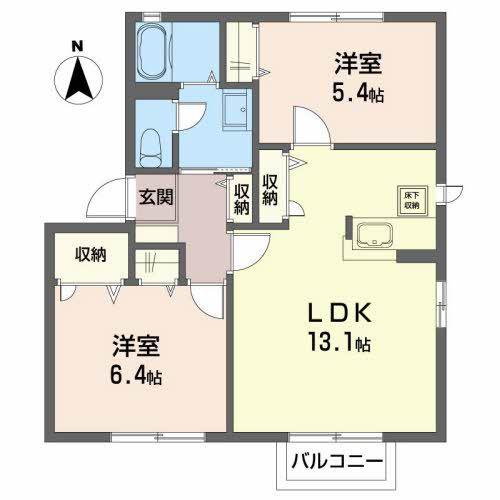 コーラルタウンD(2LDK/1階)の間取り写真