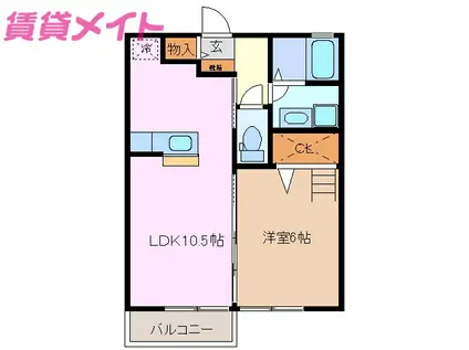 サン・ミシェル(1LDK/2階)の間取り写真