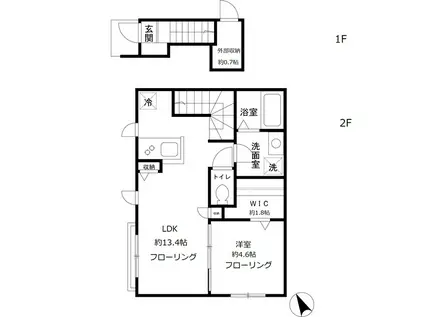 コティ滝野川(1LDK/2階)の間取り写真