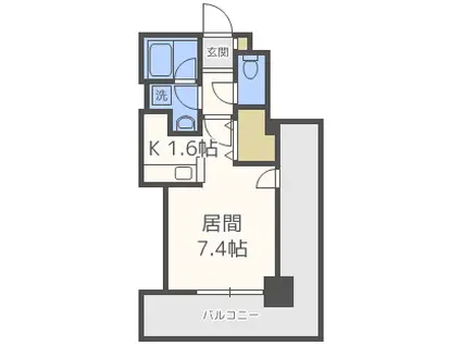 ビッグパレス北14条(1K/6階)の間取り写真