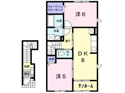 デスパシオIIB(2DK/2階)の間取り写真