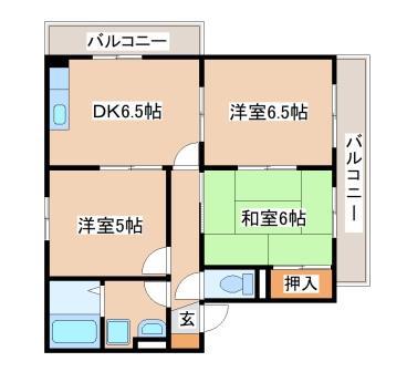 ファミリア宮川(3DK/2階)の間取り写真
