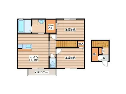 フルール・ドゥ・スリジェ(2LDK/2階)の間取り写真