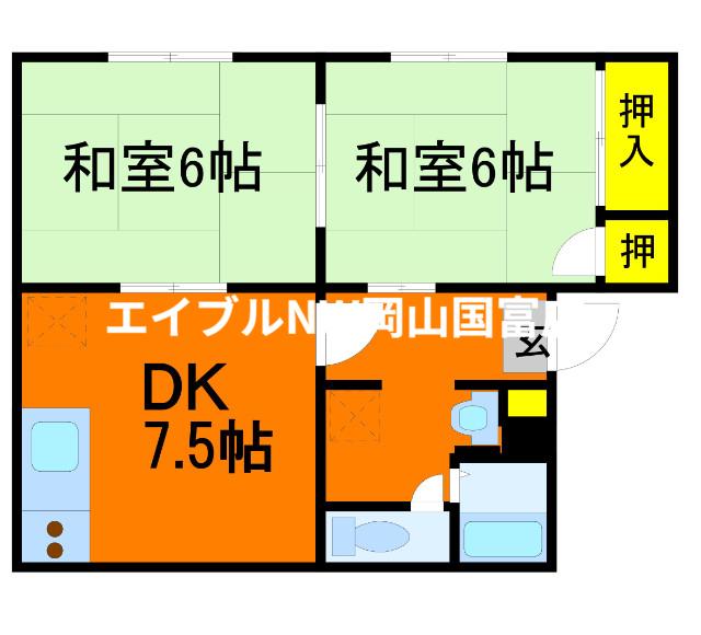 タウニィ小橋(2DK/1階)の間取り写真