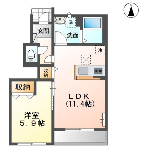 アーバンマツバラ(1LDK/1階)の間取り写真