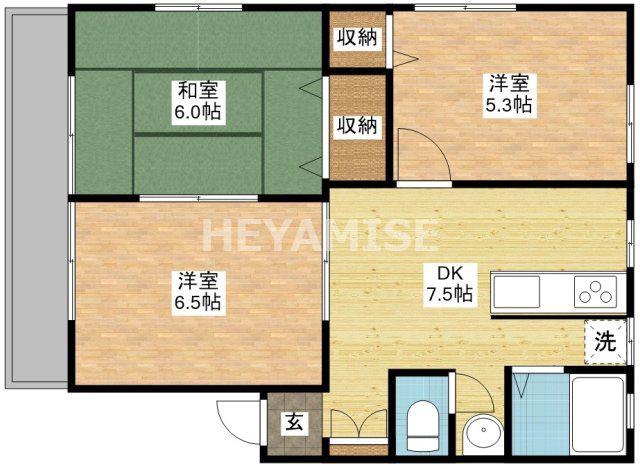 レスポアール新戸町(3DK/2階)の間取り写真