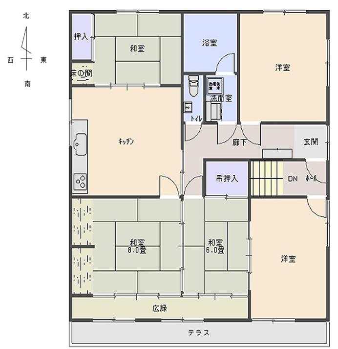 サンライズ伊福町 3階(4LDK/3階)の間取り写真