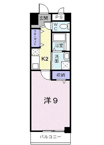 プラシード倉敷(1K/6階)の間取り写真