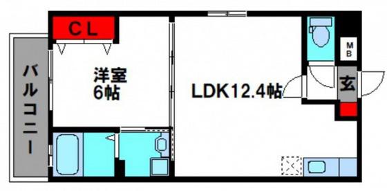 FLATS豊成(1LDK/2階)の間取り写真