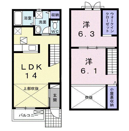 アーバンハイツIII(2LDK/1階)の間取り写真