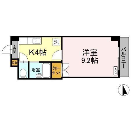 フィオーレ松山(1K/2階)の間取り写真