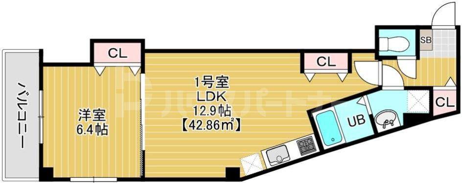 グランディオ検見川(1LDK/2階)の間取り写真