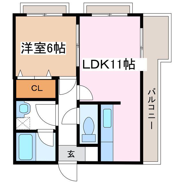 カステージュ松本(1LDK/1階)の間取り写真