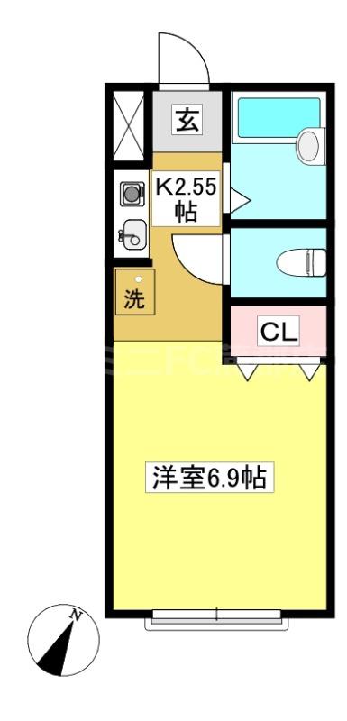 ヴィレッティーナ蒲郡(ワンルーム/4階)の間取り写真