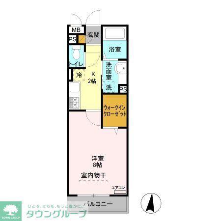 ヴィルクレール II(1K/2階)の間取り写真