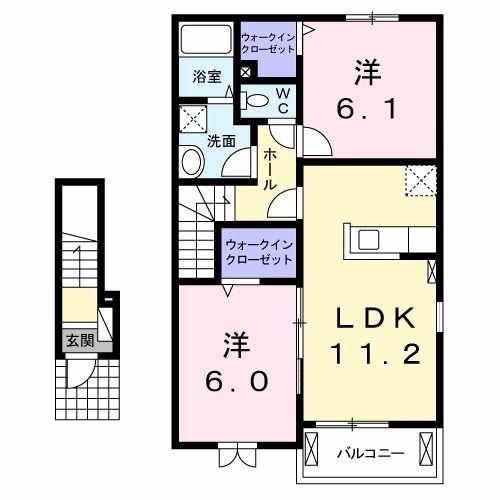 ポラリス5号館(2LDK/2階)の間取り写真