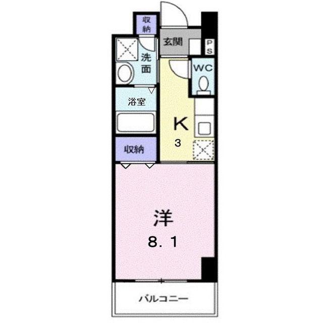 シューテル宝町(1K/3階)の間取り写真