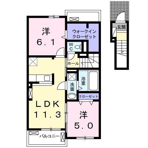 ALBA TOWN D(2LDK/2階)の間取り写真
