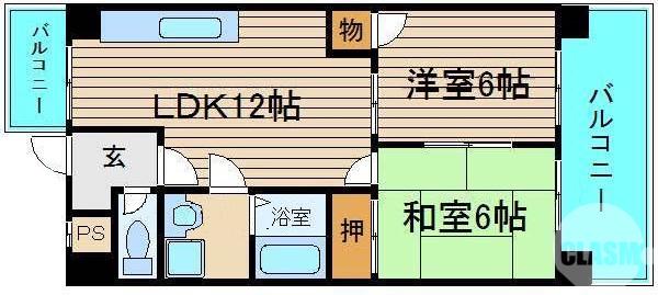 ディアメゾンなかもず(2LDK/3階)の間取り写真