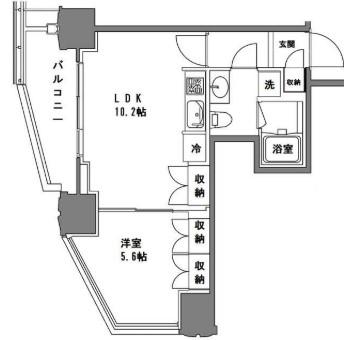 シティタワー新宿新都心(1LDK/6階)の間取り写真