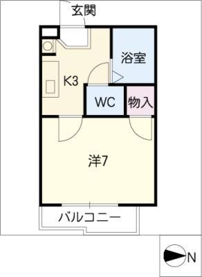 フレグランス花塚(1K/1階)の間取り写真