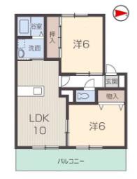 グランシャリオ(2LDK/1階)の間取り写真