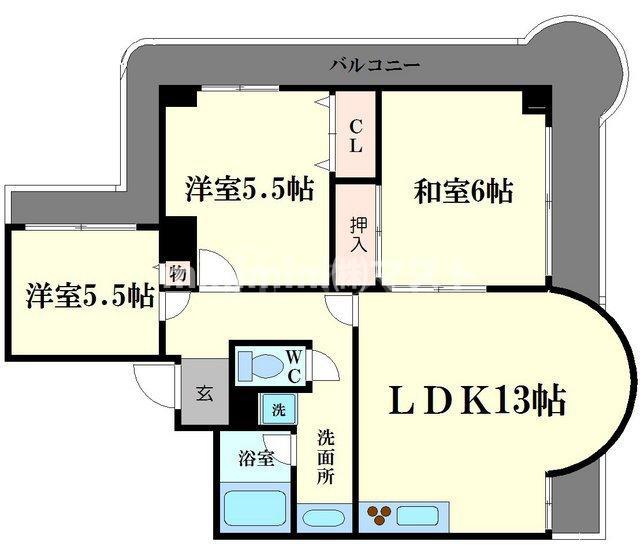 リヴィエール川西(3LDK/7階)の間取り写真