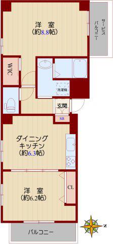 ヴァーデジアン(2DK/2階)の間取り写真