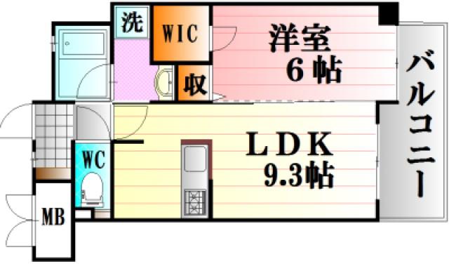 グリンビューテラス(1LDK/5階)の間取り写真