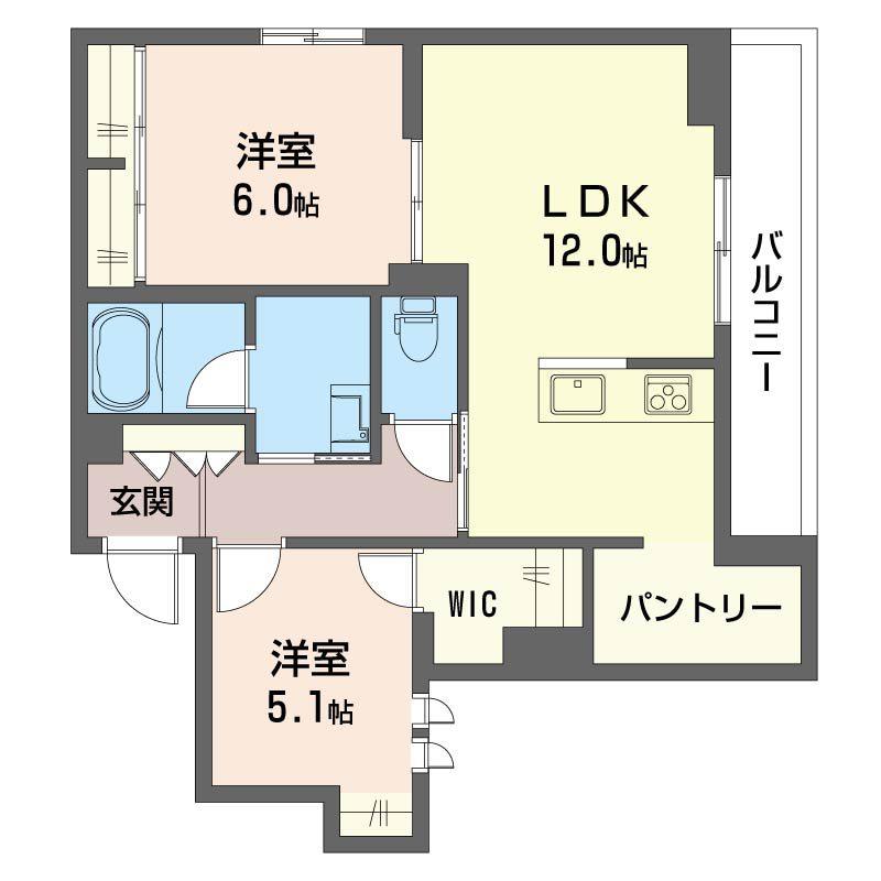 フェリーチェSAMUKAWA(2LDK/2階)の間取り写真