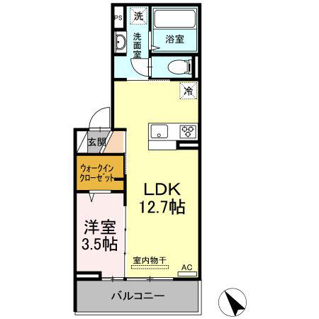 メゾン黄金町A(1LDK/3階)の間取り写真