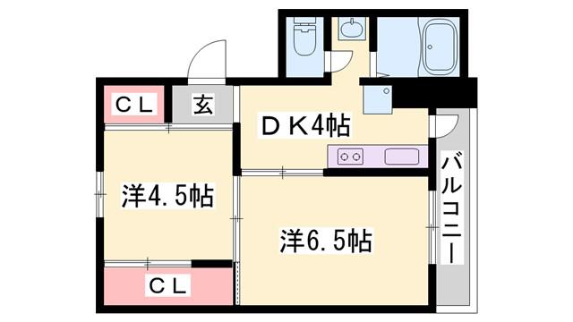 ヴィラナリー天神(2DK/1階)の間取り写真