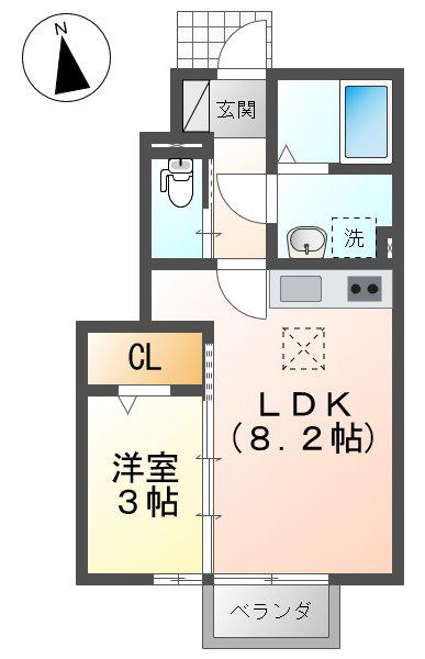 D-ROOMイシカワA(1LDK/1階)の間取り写真
