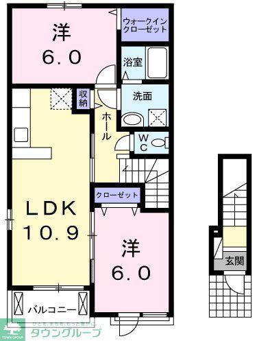ハチマン(2LDK/2階)の間取り写真
