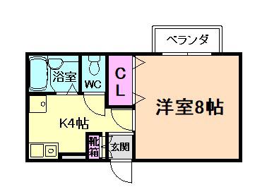 ファミール西宿(1K/2階)の間取り写真
