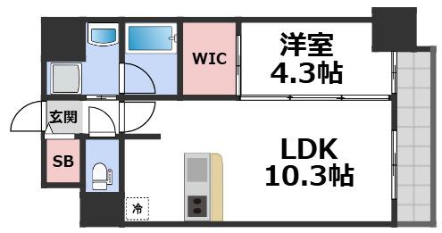 D.CLAREST本庄東FJRE(1LDK/10階)の間取り写真