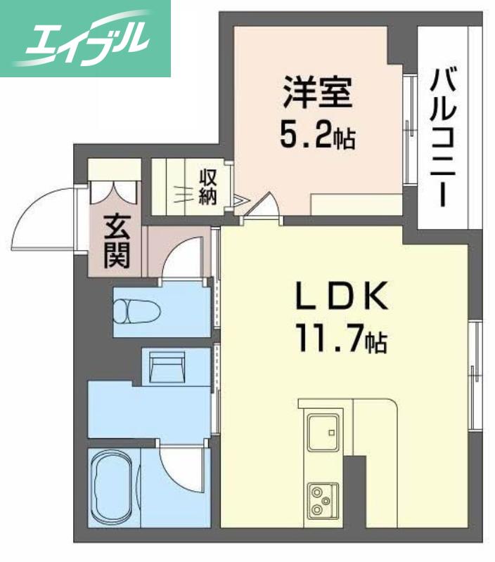 ユーグレイス東島田(1LDK/2階)の間取り写真