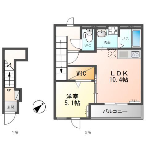 KANON (1LDK/2階)の間取り写真