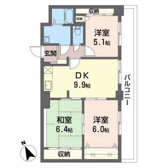 サンパレス大野(3LDK/2階)の間取り写真