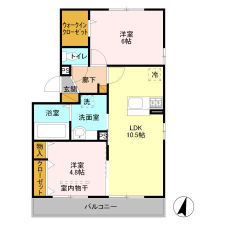 プリムローズ美南(2LDK/2階)の間取り写真