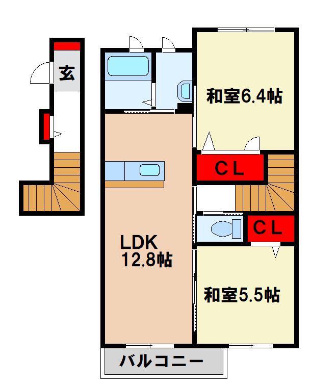 CREOLE(2LDK/2階)の間取り写真