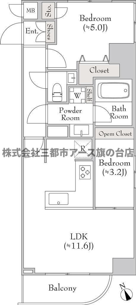 アストラルH・T・K 200(2LDK/11階)の間取り写真