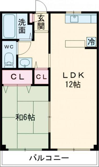ファミール西大寺(1LDK/2階)の間取り写真