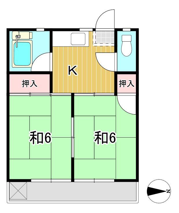 関アパート(2K/2階)の間取り写真