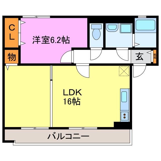 夢咲きの里B・C・F棟(1LDK/2階)の間取り写真