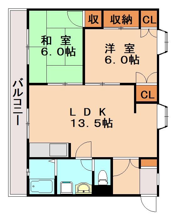 フェアコート春日(2LDK/3階)の間取り写真