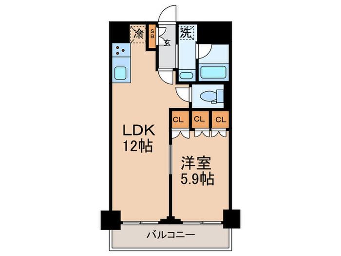 プラウドフラット三軒茶屋II(1LDK/3階)の間取り写真