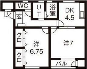 ハレヤマコーポ(2DK/1階)の間取り写真