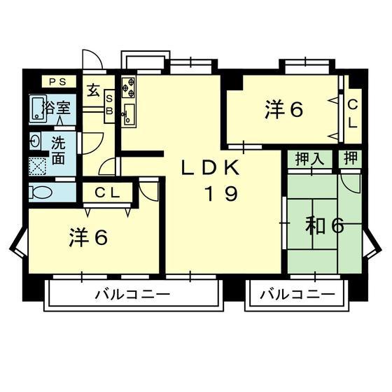 アルカザール(3LDK/2階)の間取り写真