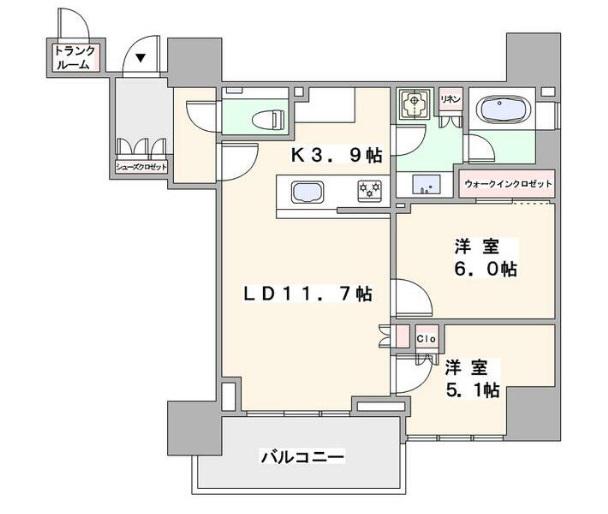 ザ・パークハウス高輪タワー(2LDK/8階)の間取り写真